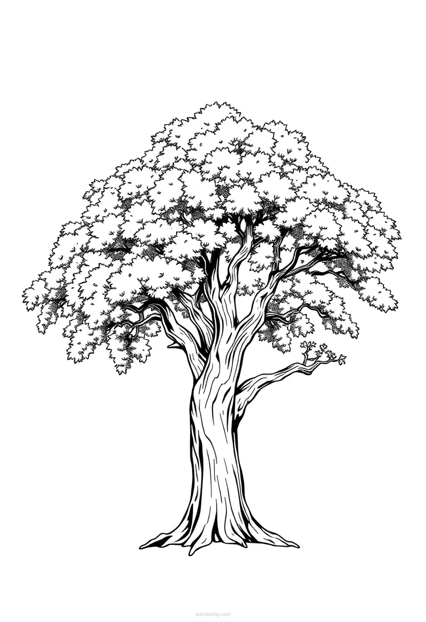Oak Tree coloring page for kids