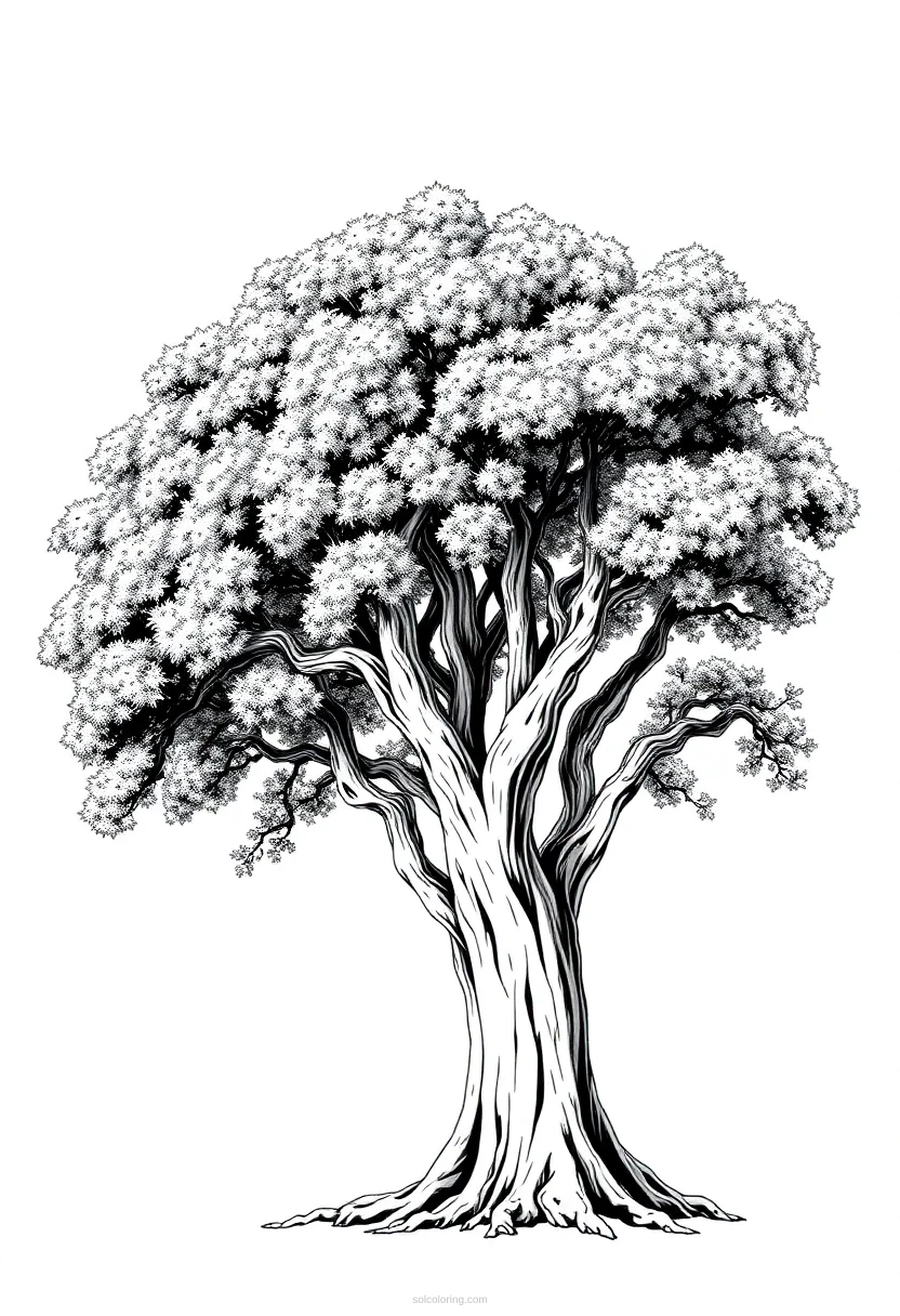 Oak Tree coloring page for kids