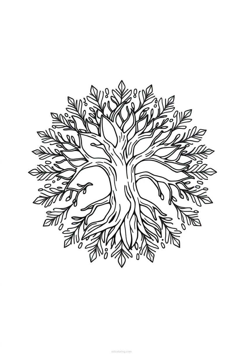 Oak Tree coloring page for kids