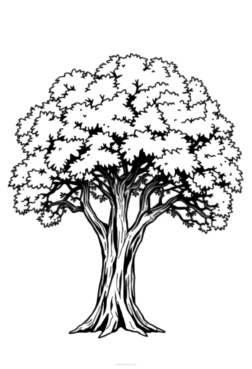Oak Tree coloring page for kids