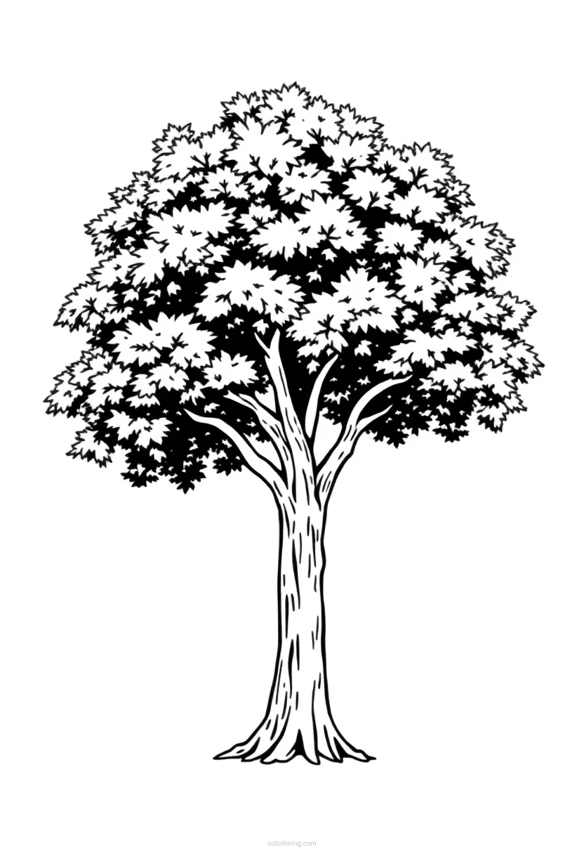 Oak Tree coloring page for kids