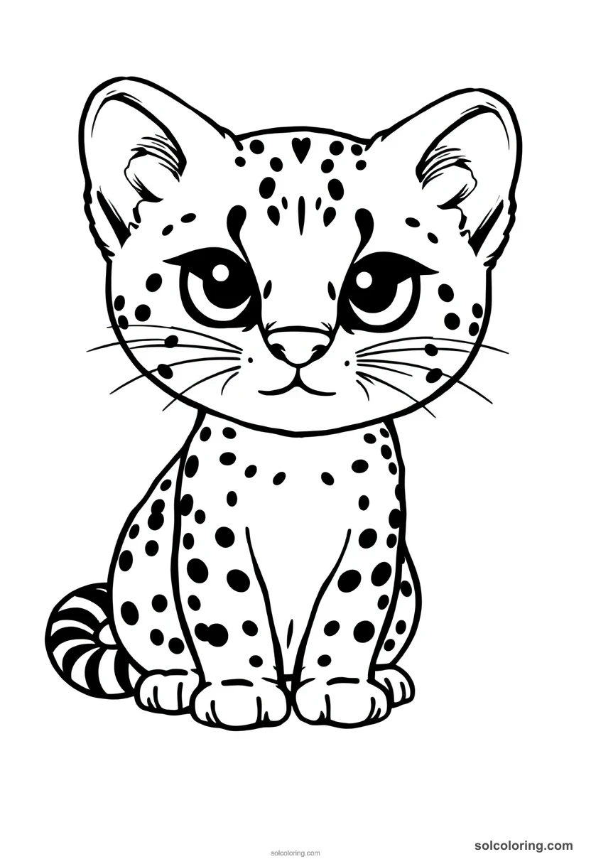 Chibi Ocelot chibi coloring page for kids