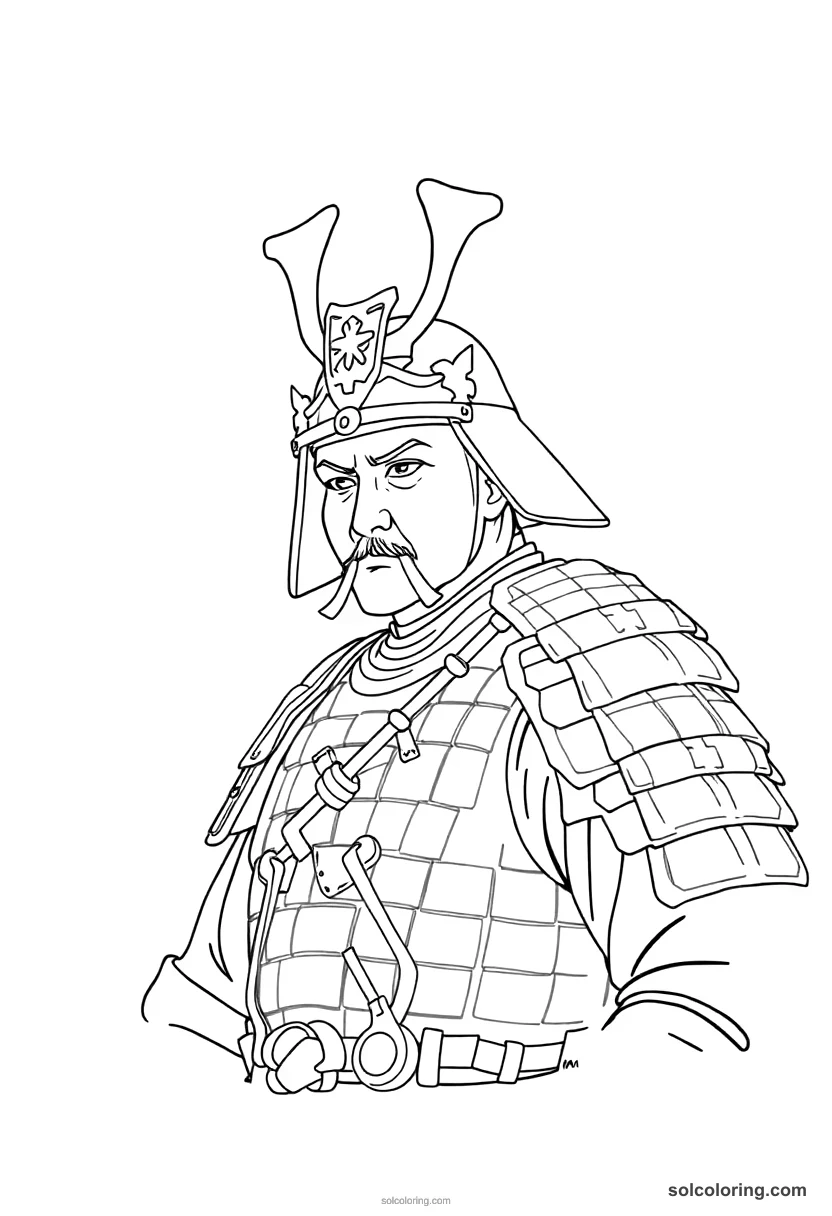 Oda Nobunaga In Battle Armor coloring pages
