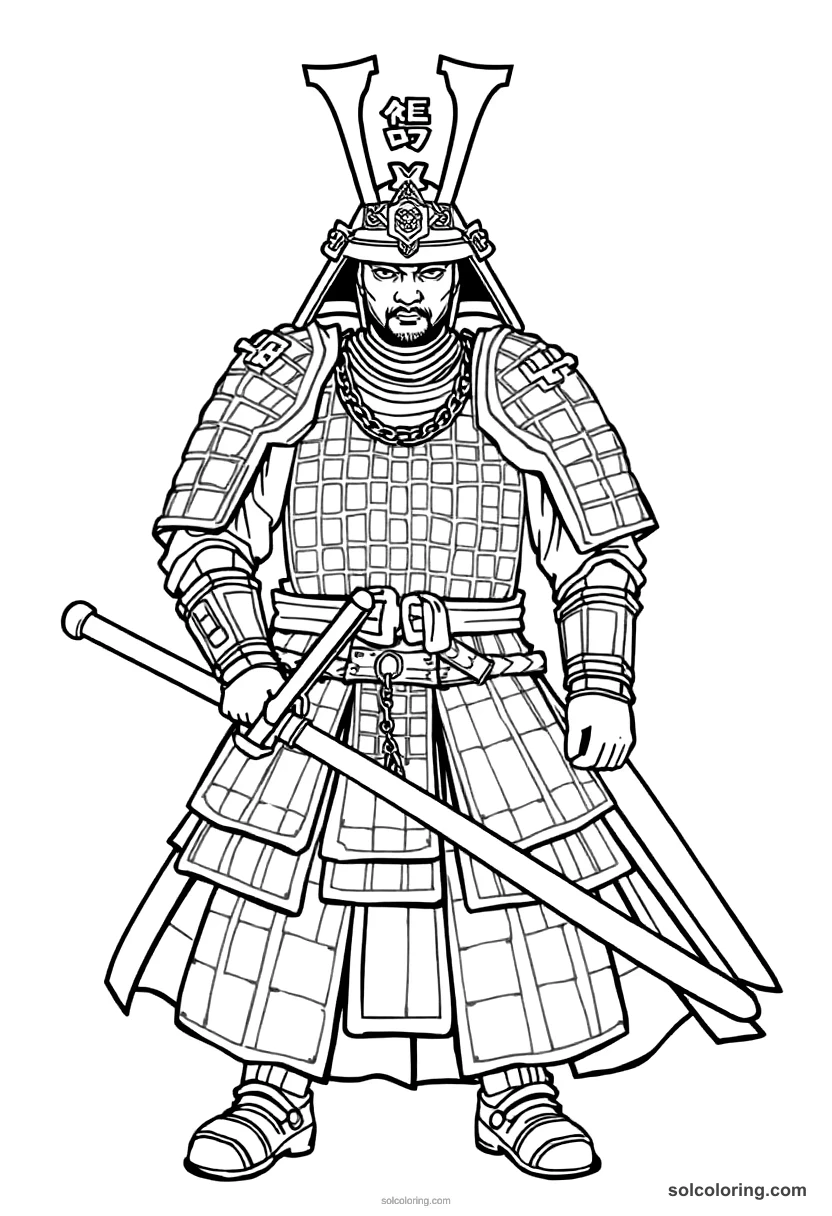 Simple Oda Nobunaga in Battle Armor simple coloring page for kids