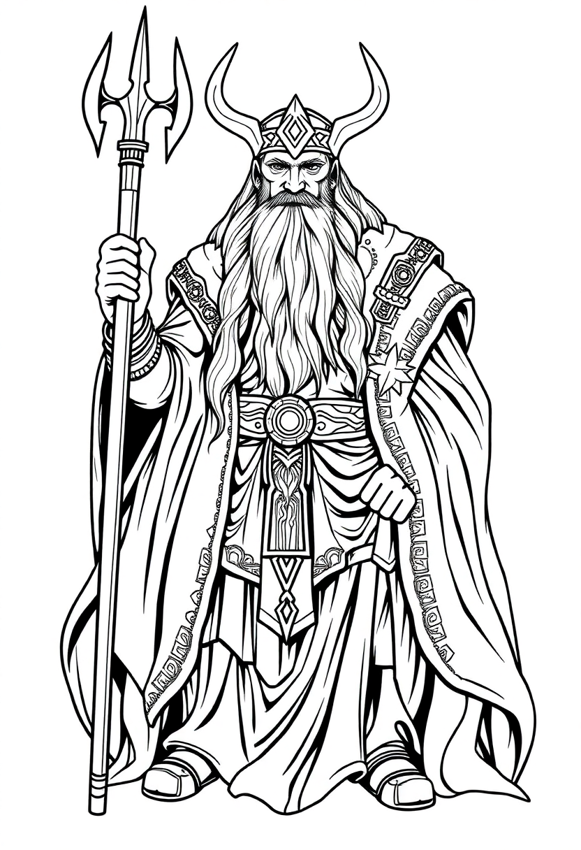 Odin the All-Father coloring page, free printable