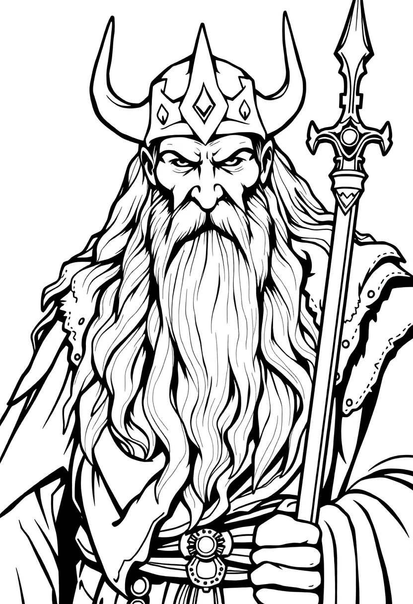 Odin the All-Father coloring page, free printable