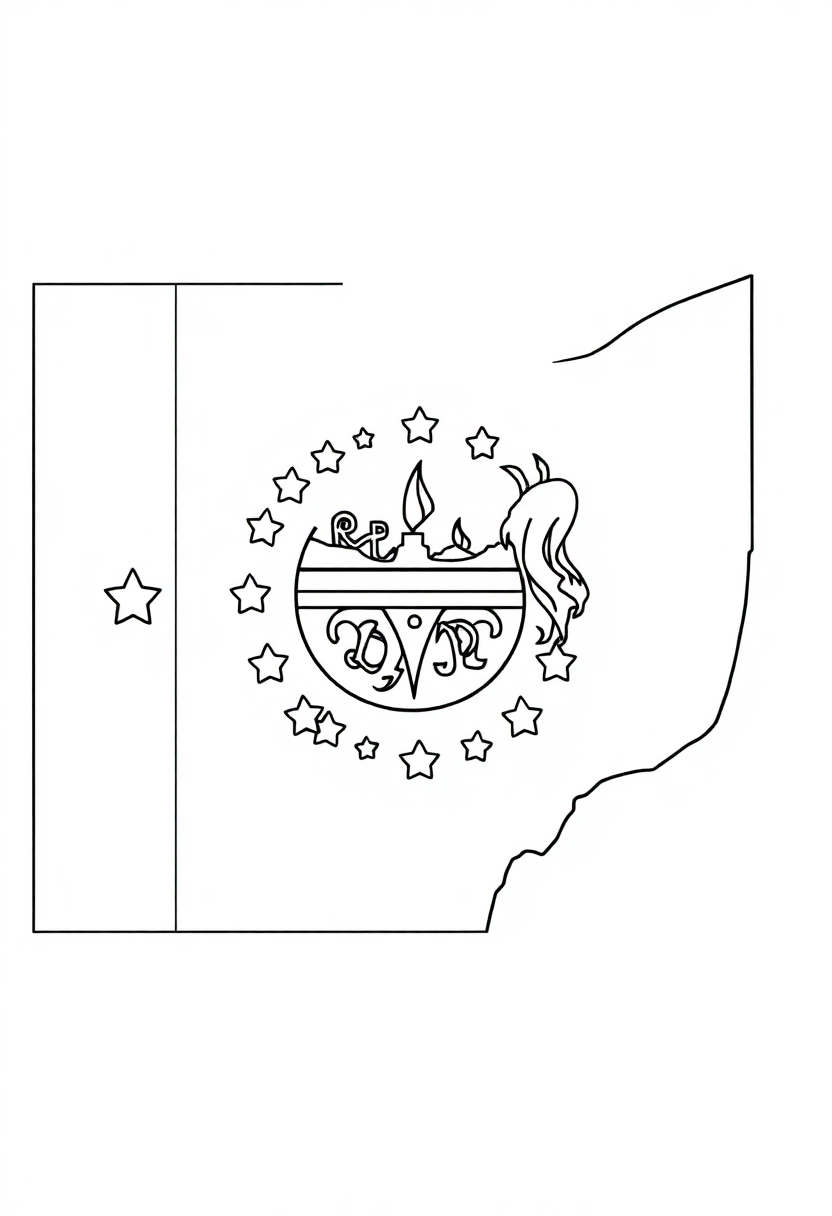Ohio State Flag coloring page, free printable