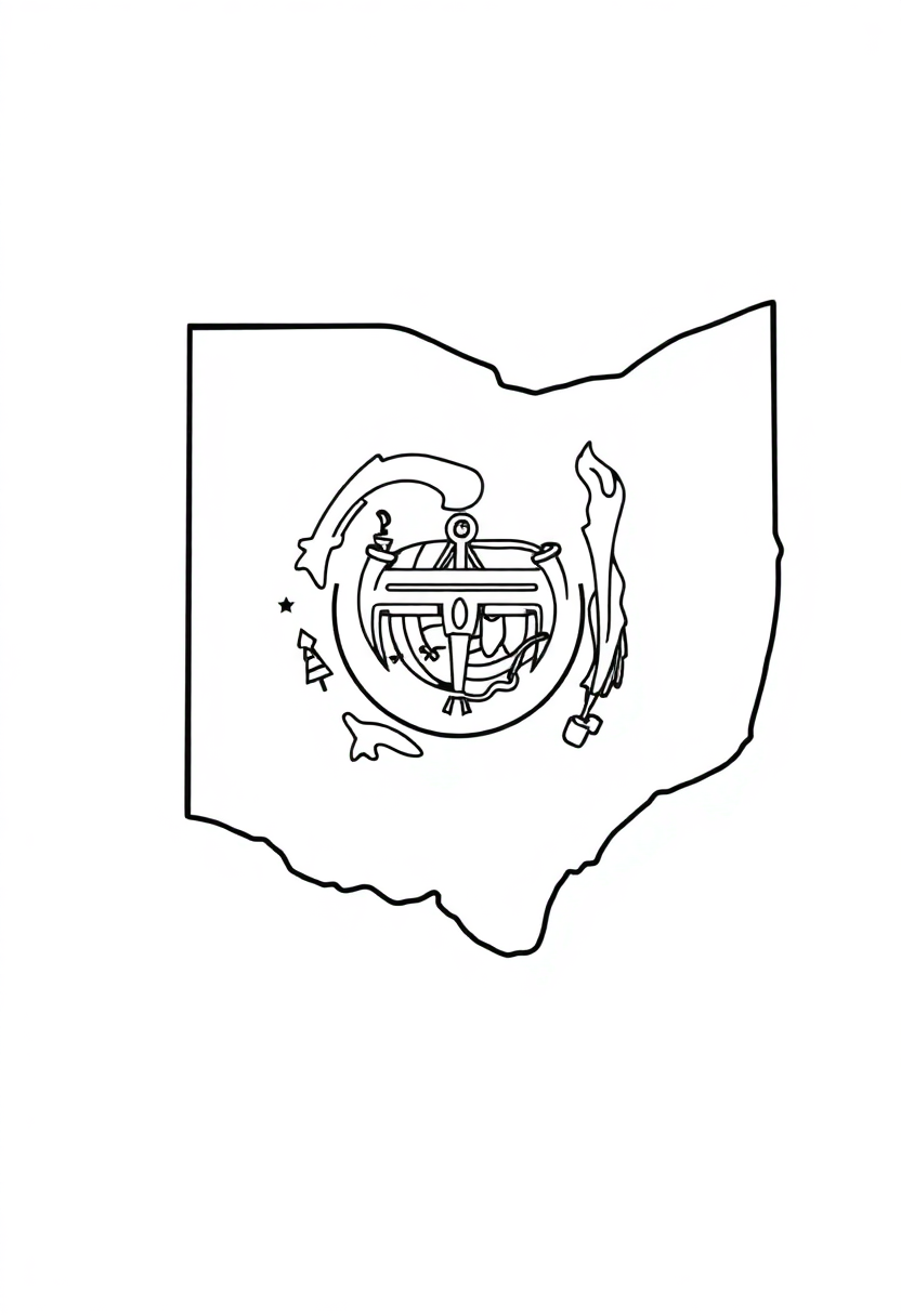 Ohio State Flag coloring page, free printable