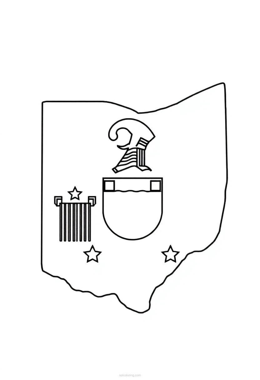 Ohio State Flag coloring page for kids
