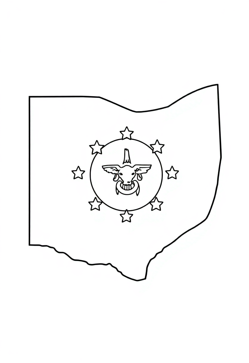 Ohio State Flag coloring page, free printable
