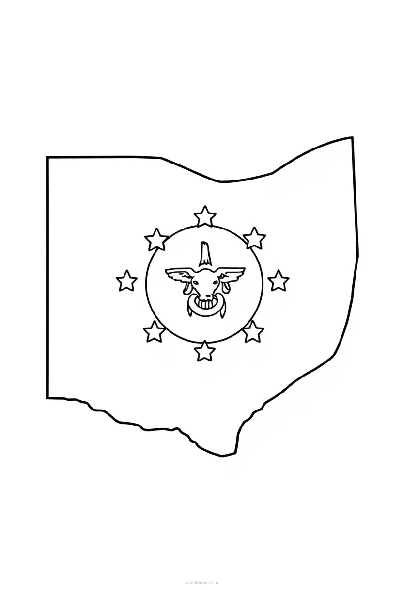 Ohio State Flag coloring page for kids