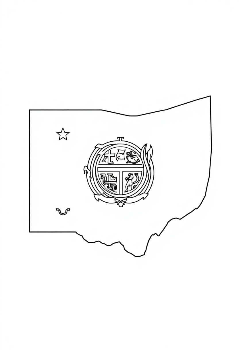 Ohio State Flag coloring page, free printable