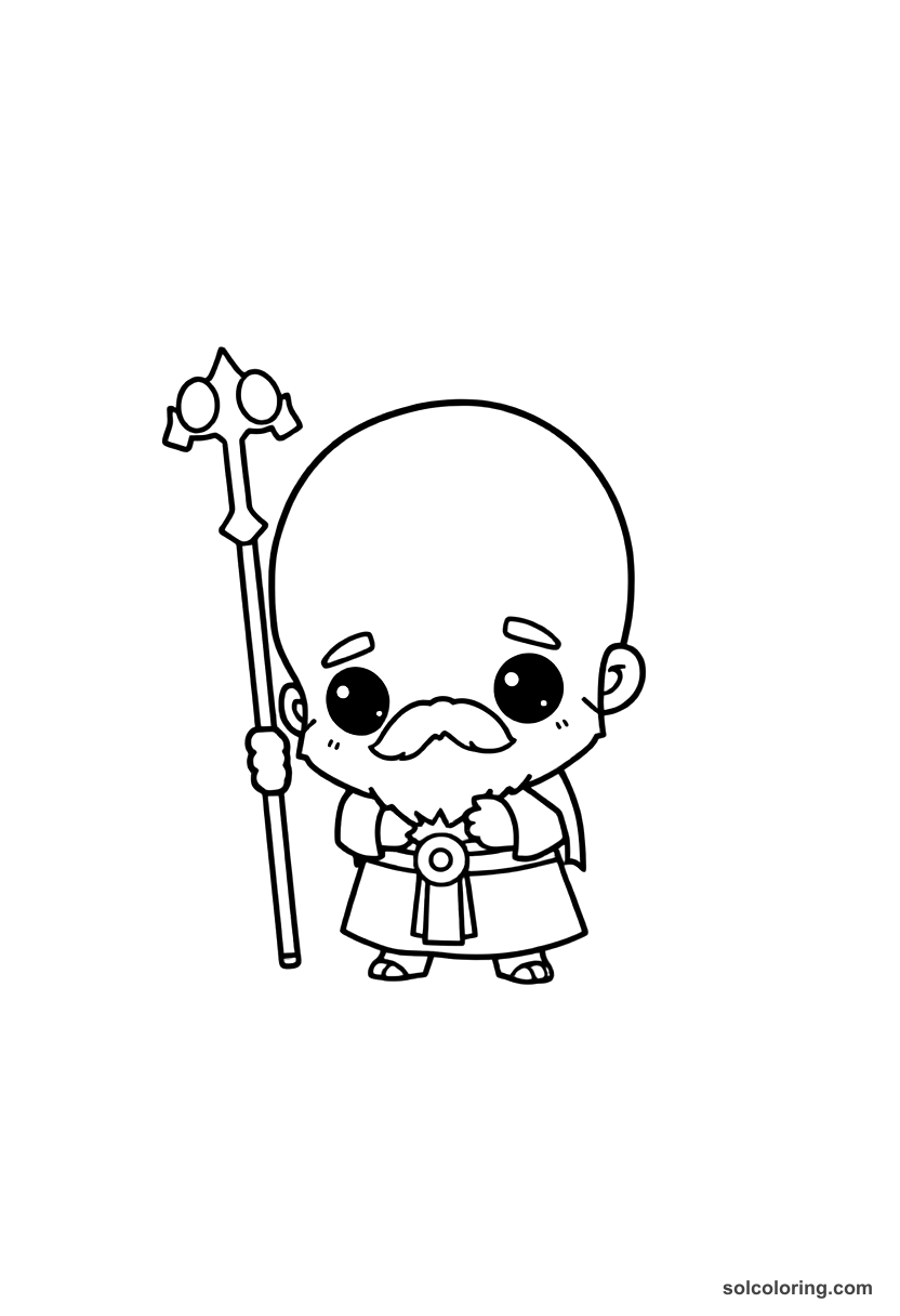 Chibi Olaf Tryggvason Baptizing Norway coloring page, free printable chibi style