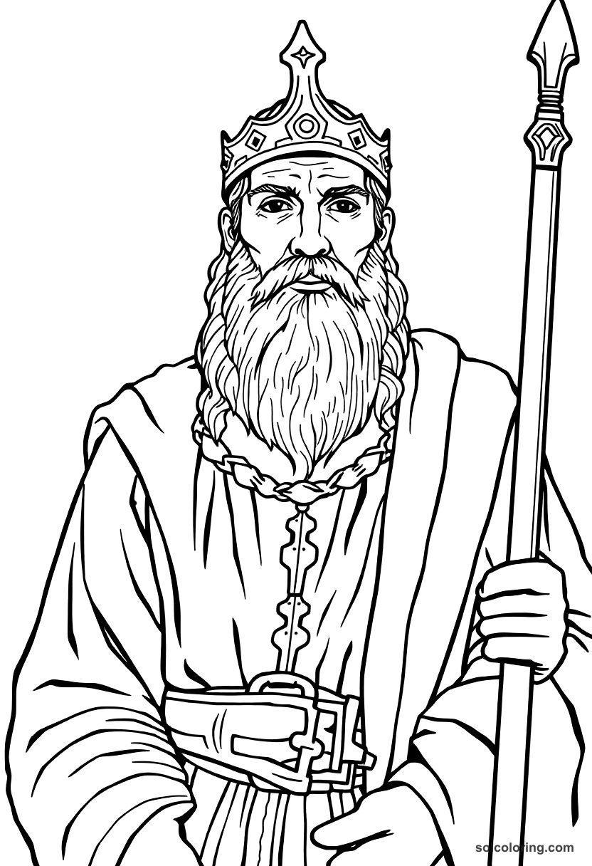 Olaf Tryggvason Baptizing Norway coloring page, free printable detailed style