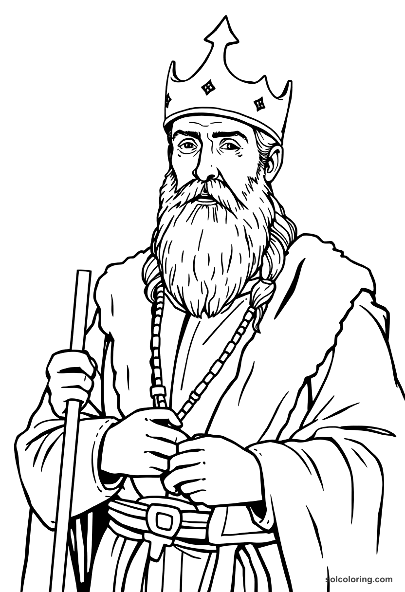 Olaf Tryggvason Baptizing Norway coloring page, free printable realistic style
