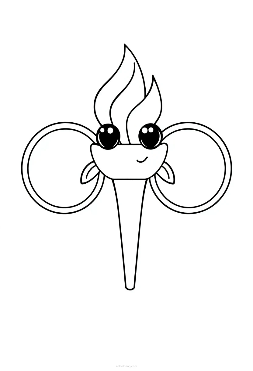 Olympic Rings and Torch coloring page for kids
