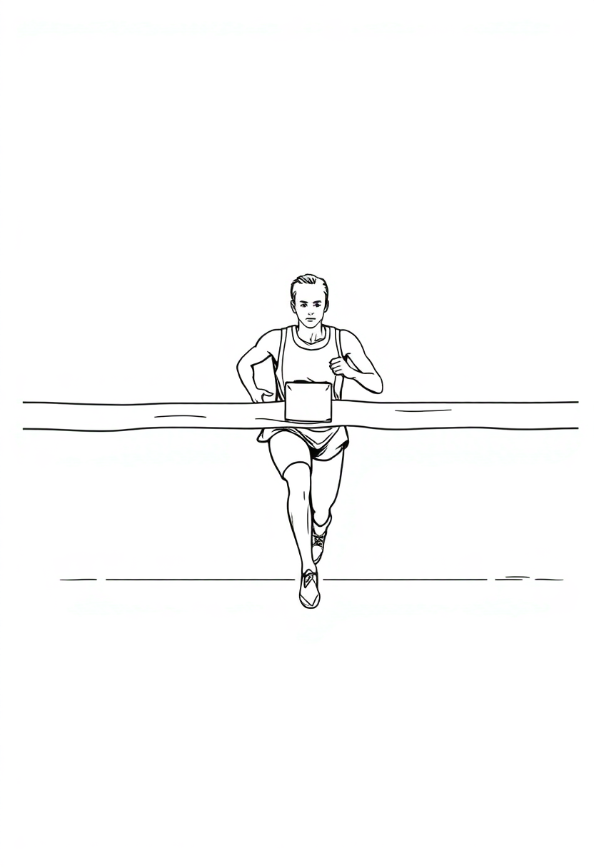 Olympic Runner Crossing Finish Line coloring page, free printable