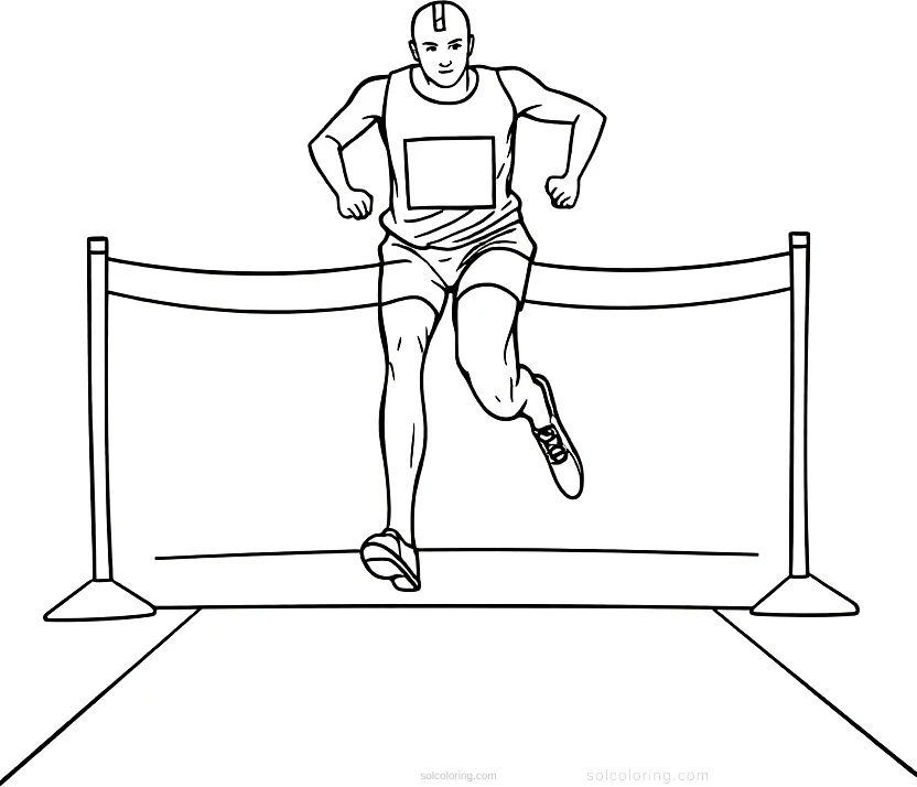 Olympic Runner Crossing Finish Line coloring page for kids