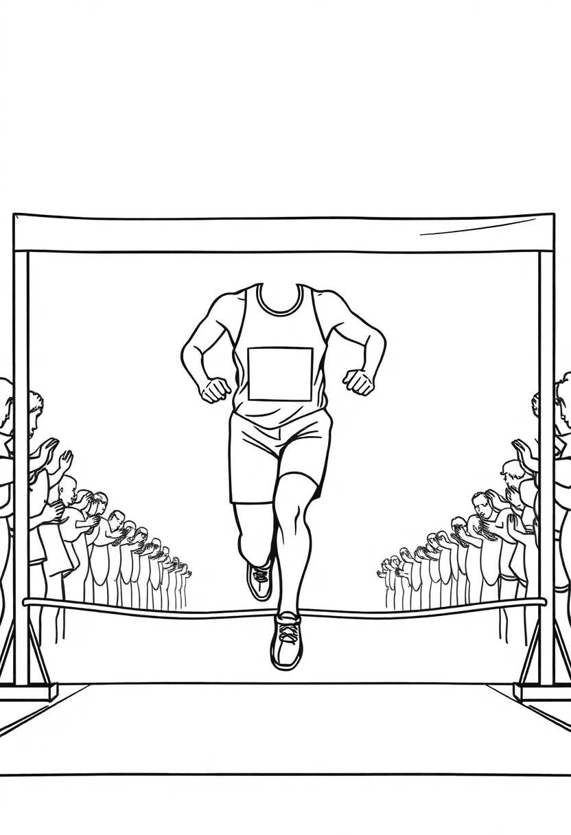 Olympic Runner Crossing Finish Line coloring page, free printable