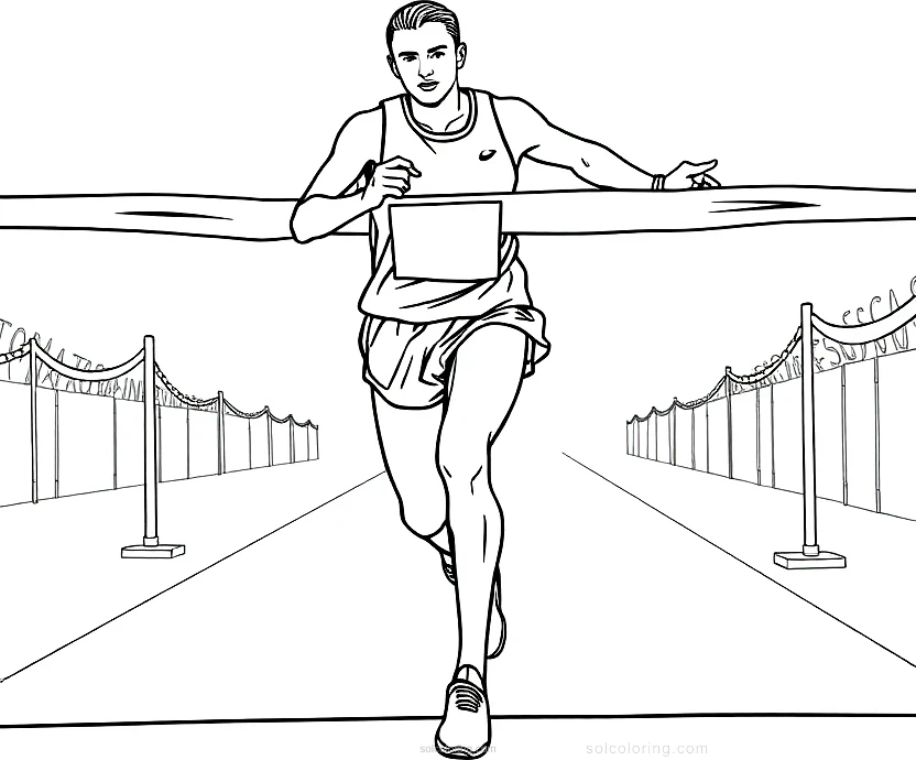 Olympic Runner Crossing Finish Line coloring pages