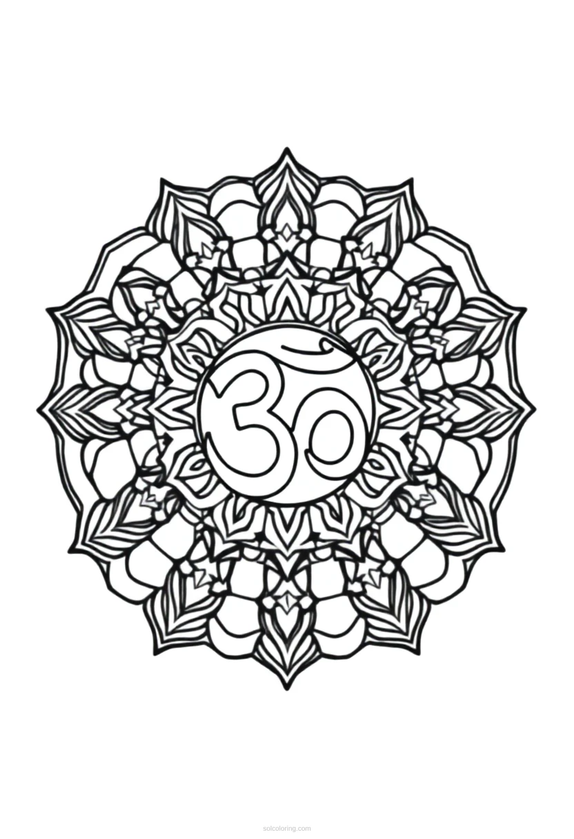 Om Symbol Sacred Geometry coloring page for kids