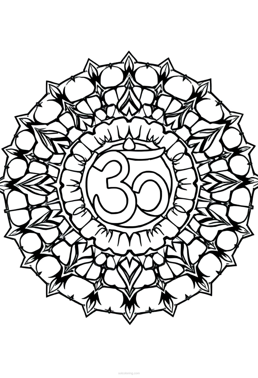 Om Symbol Sacred Geometry coloring page for kids