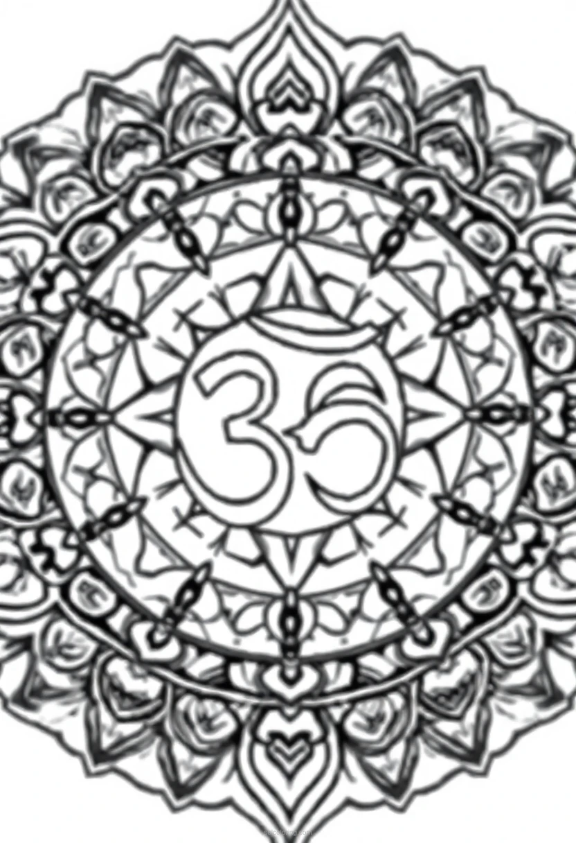 Om Symbol Sacred Geometry coloring page for kids