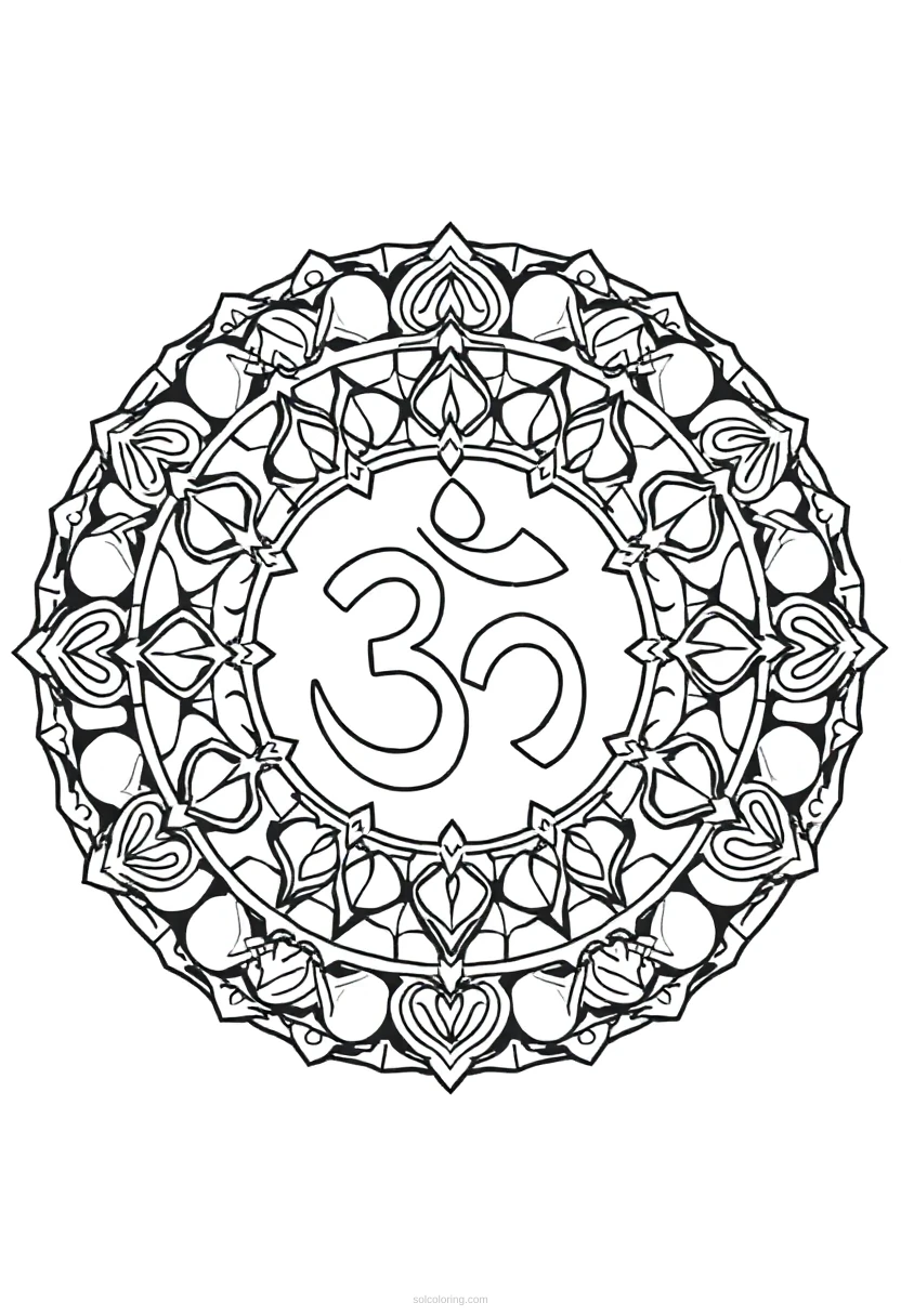 Om Symbol Sacred Geometry coloring page for kids