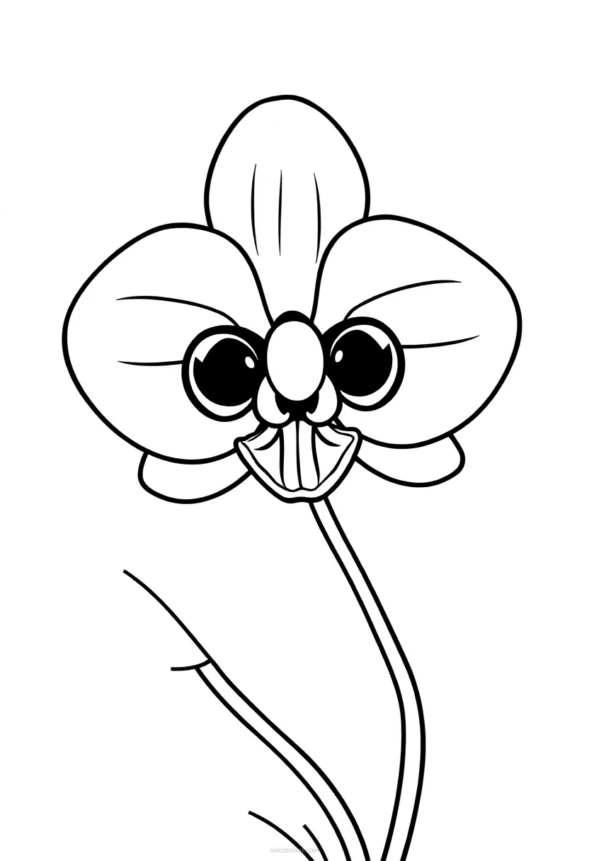 Orchid coloring page for kids
