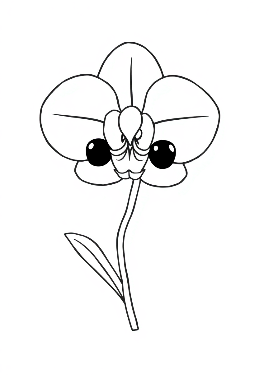 Orchid coloring page, free printable