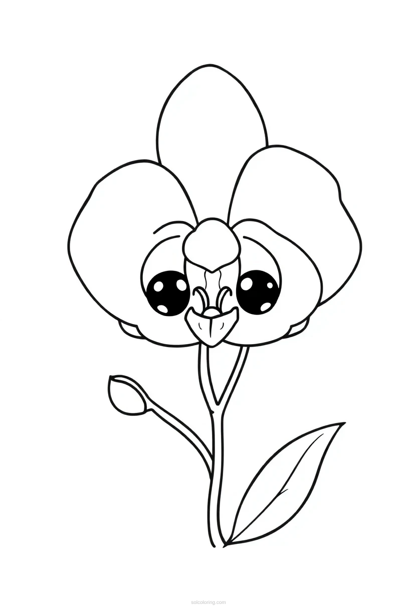 Orchid Cute Cartoon coloring page for kids