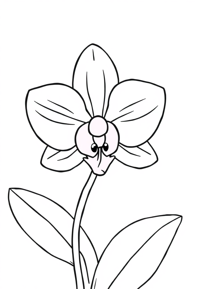 Orchid coloring page, free printable