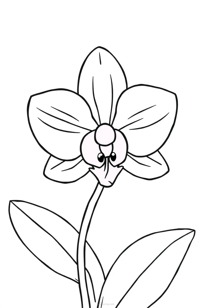 Orchid coloring page for kids