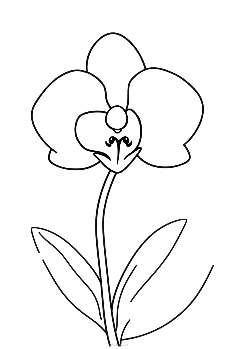 Orchid coloring page for kids