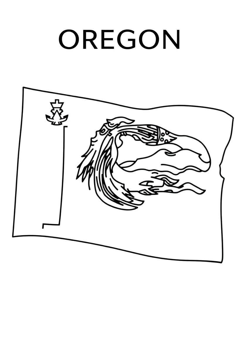 Oregon State Flag coloring page, free printable