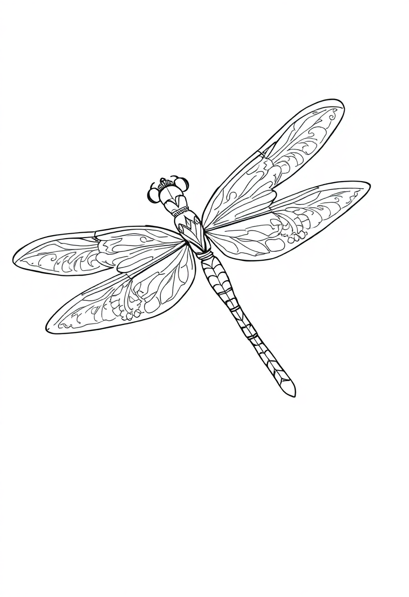 Ornamental Dragonfly coloring page, free printable