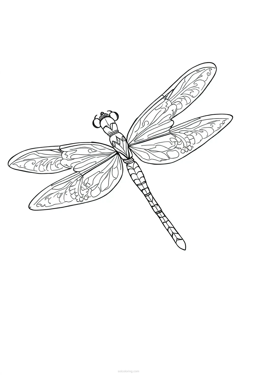 Ornamental Dragonfly coloring page for kids