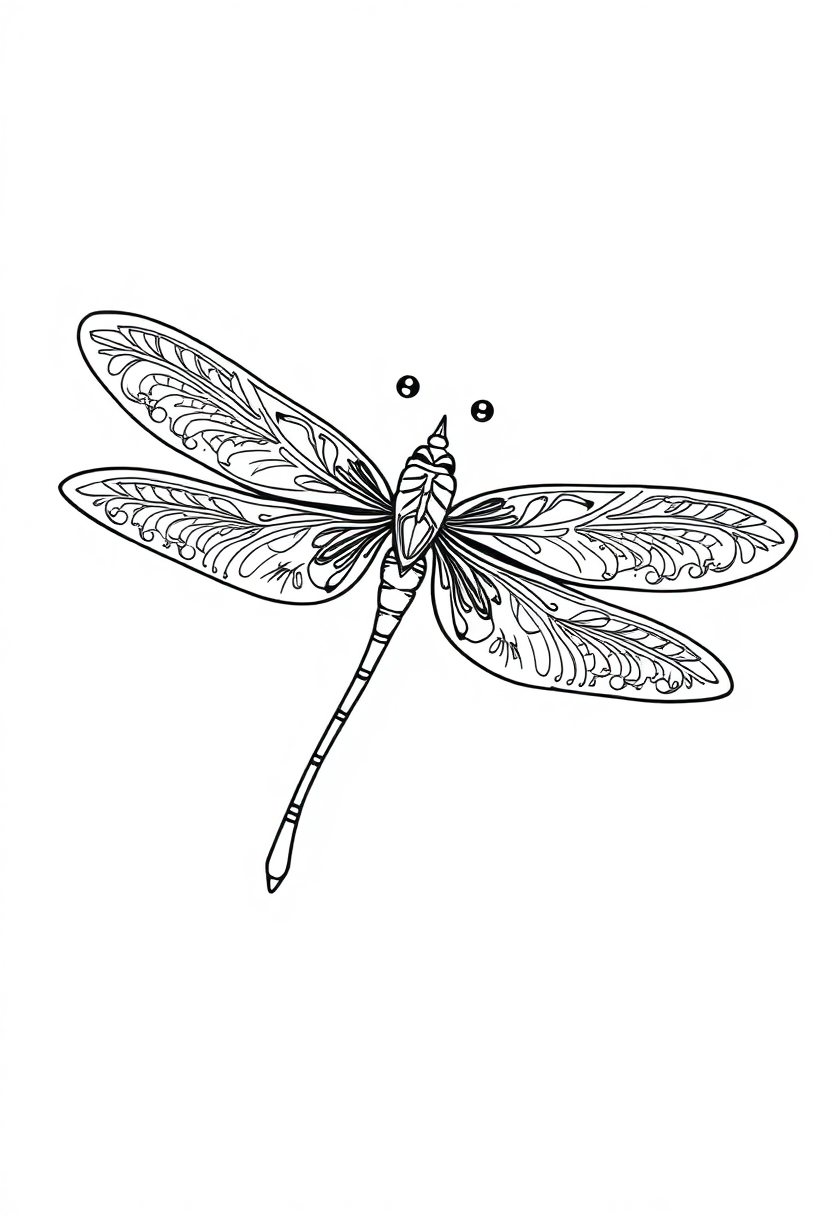 Ornamental Dragonfly coloring page, free printable