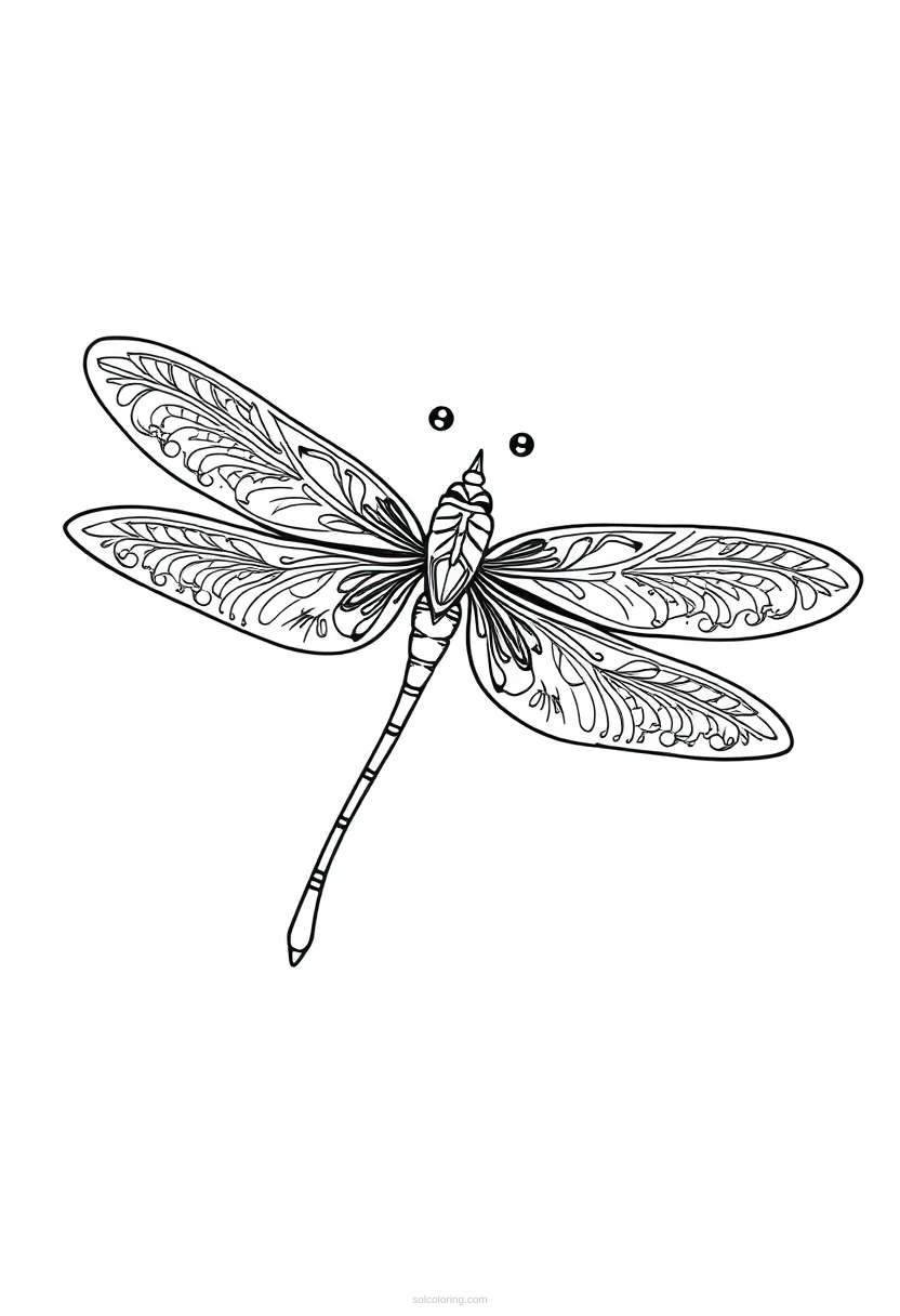 Ornamental Dragonfly coloring page for kids