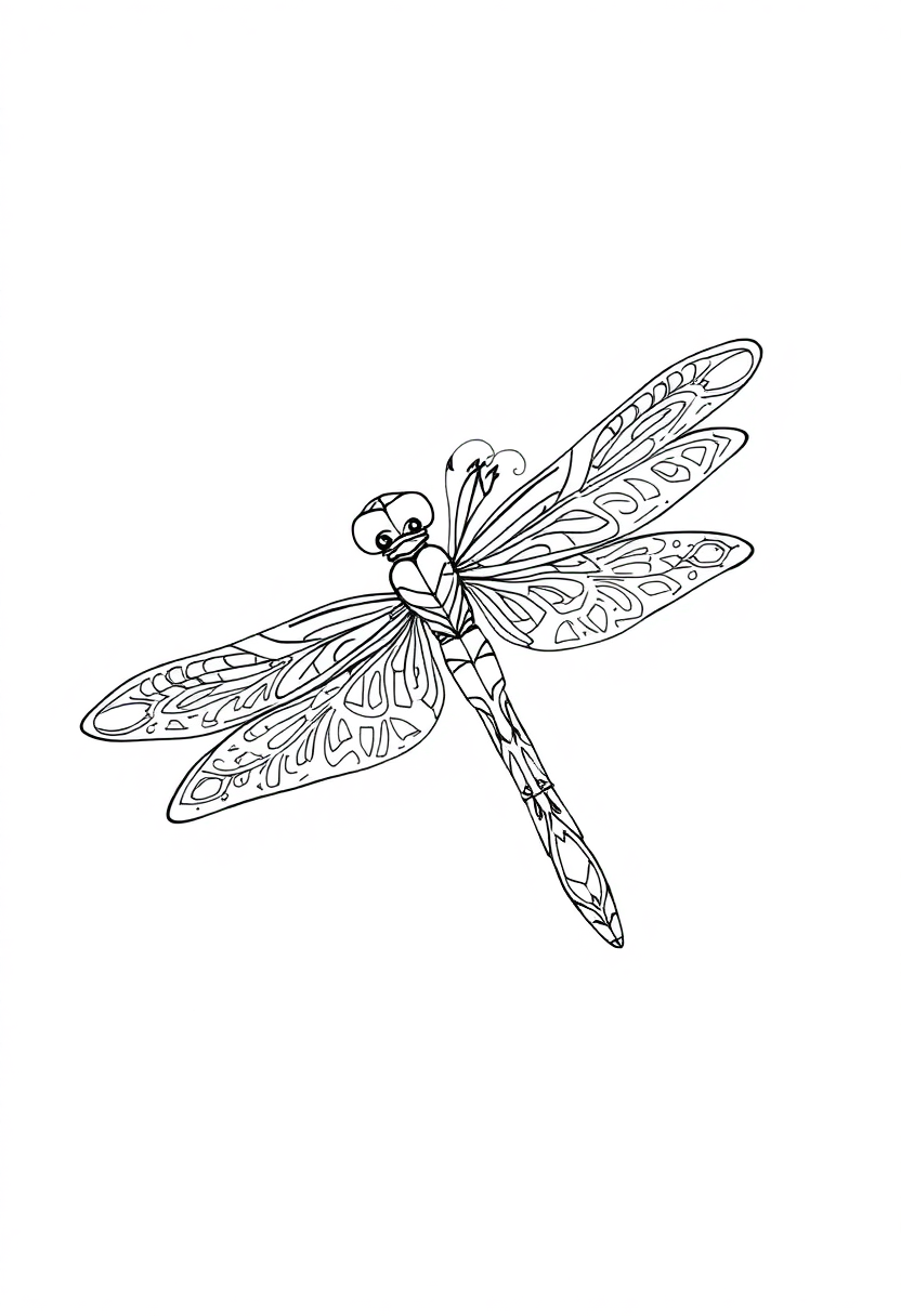 Ornamental Dragonfly coloring page, free printable