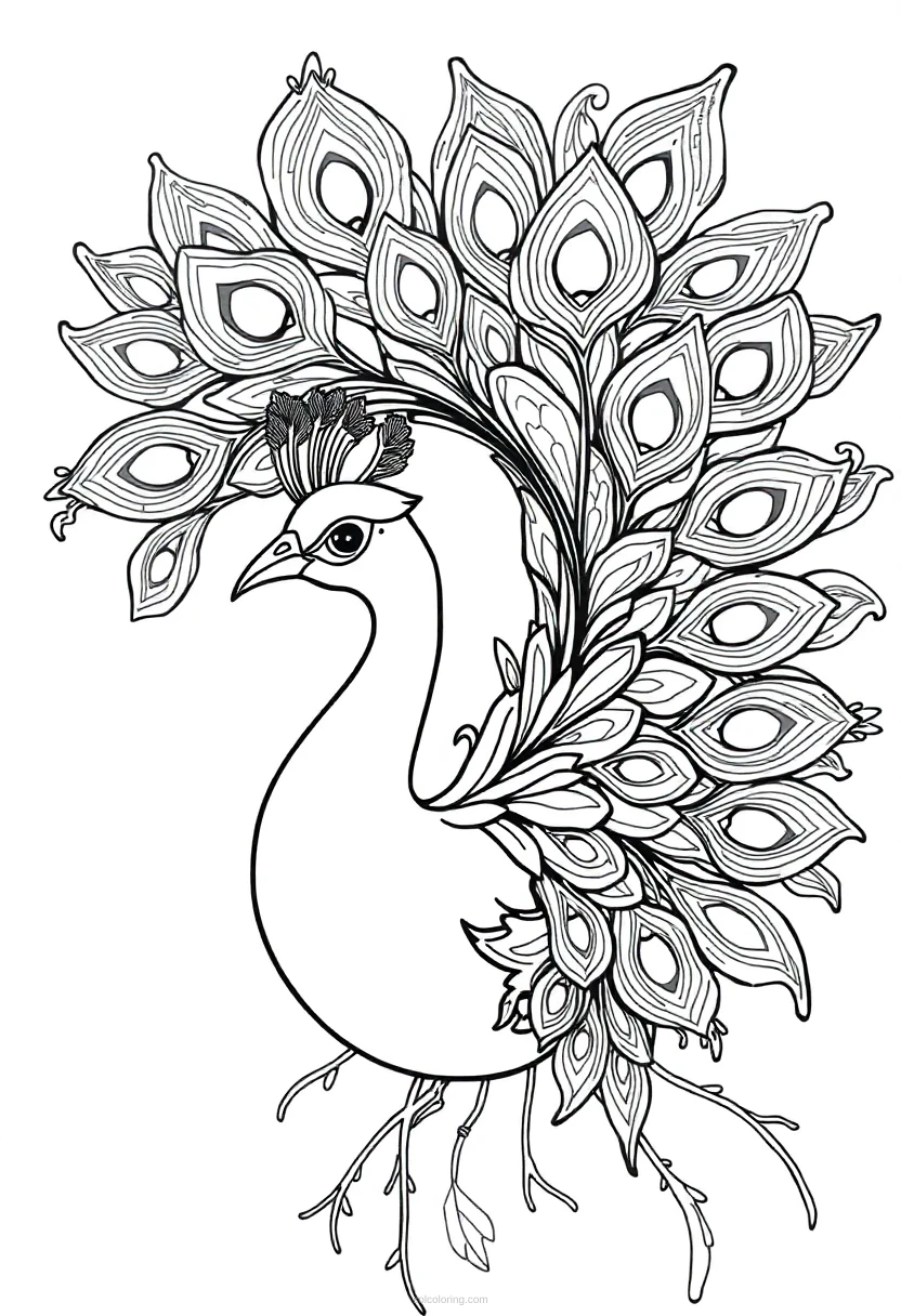 Ornate Peacock Feathers coloring pages