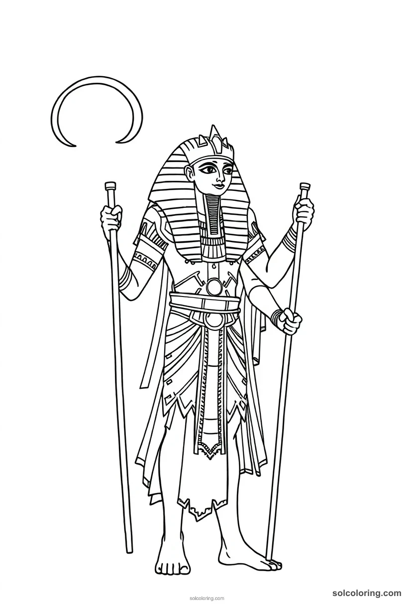 Osiris Holding Crook and Flail detailed coloring page for kids