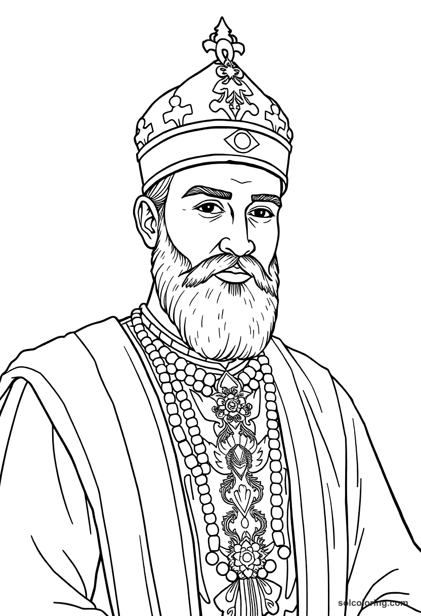 Osman I Founding the Ottoman Dynasty coloring page, free printable detailed style