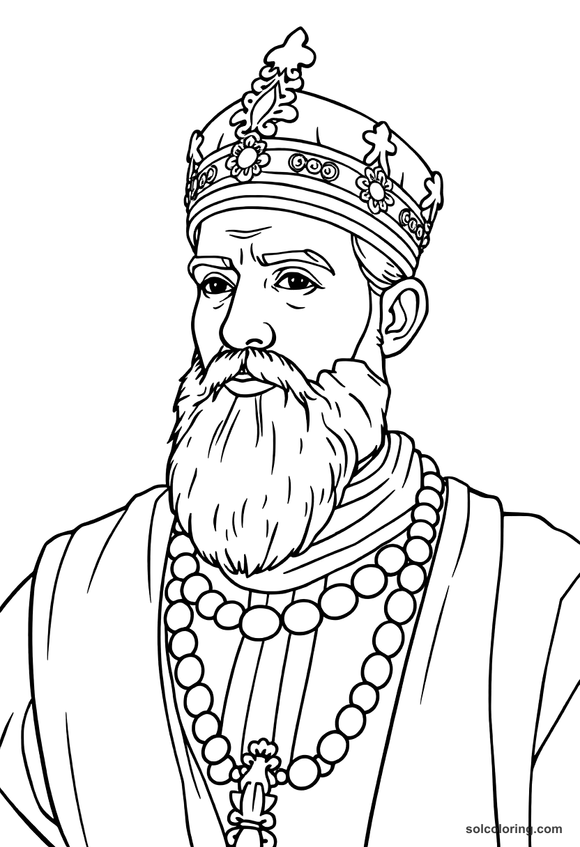 Osman I Founding the Ottoman Dynasty coloring page, free printable realistic style