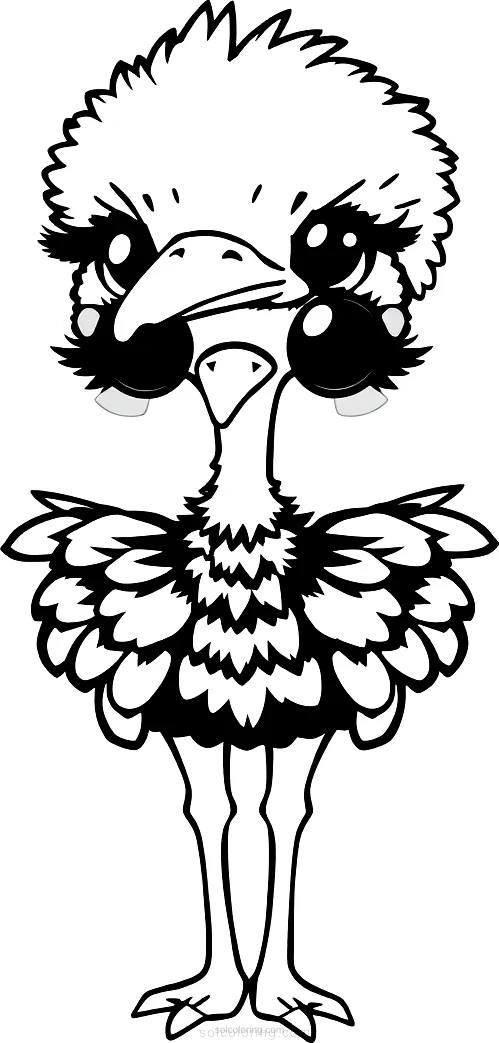 Ostrich coloring page for kids