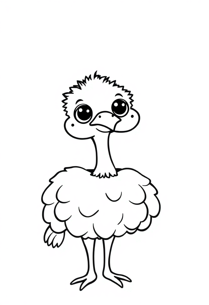 Ostrich coloring page, free printable