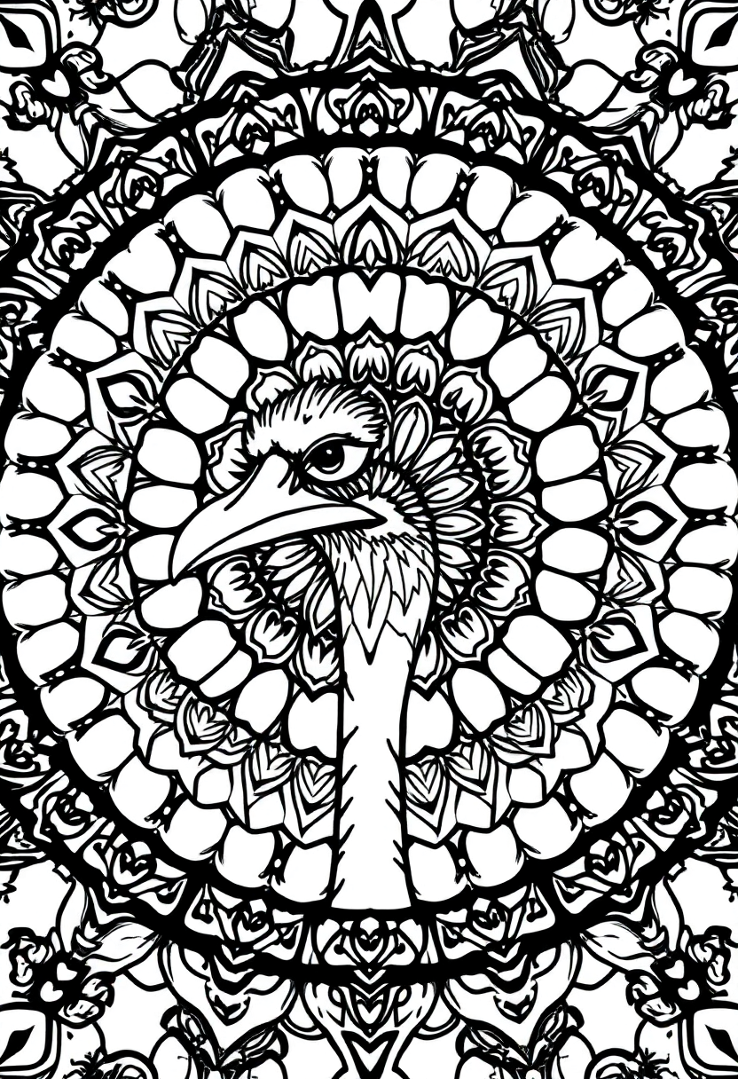Ostrich coloring page, free printable