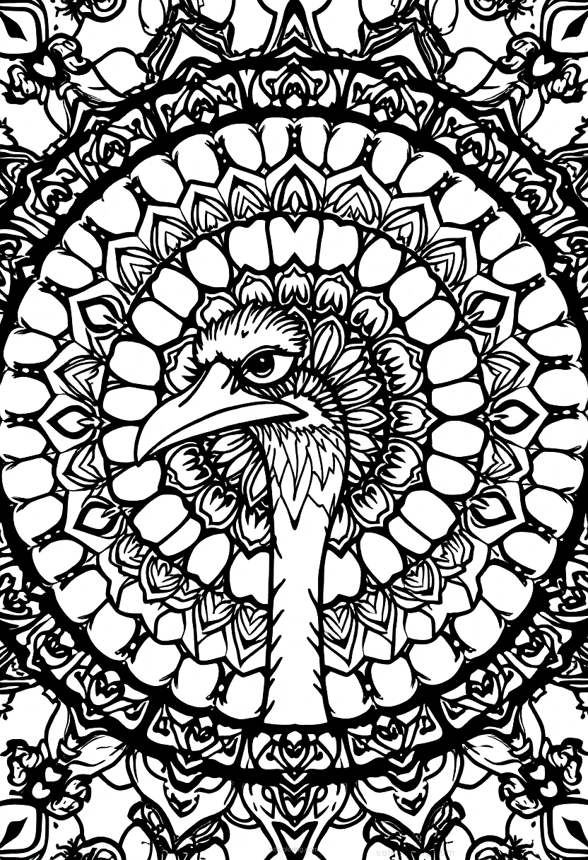 Ostrich coloring page for kids