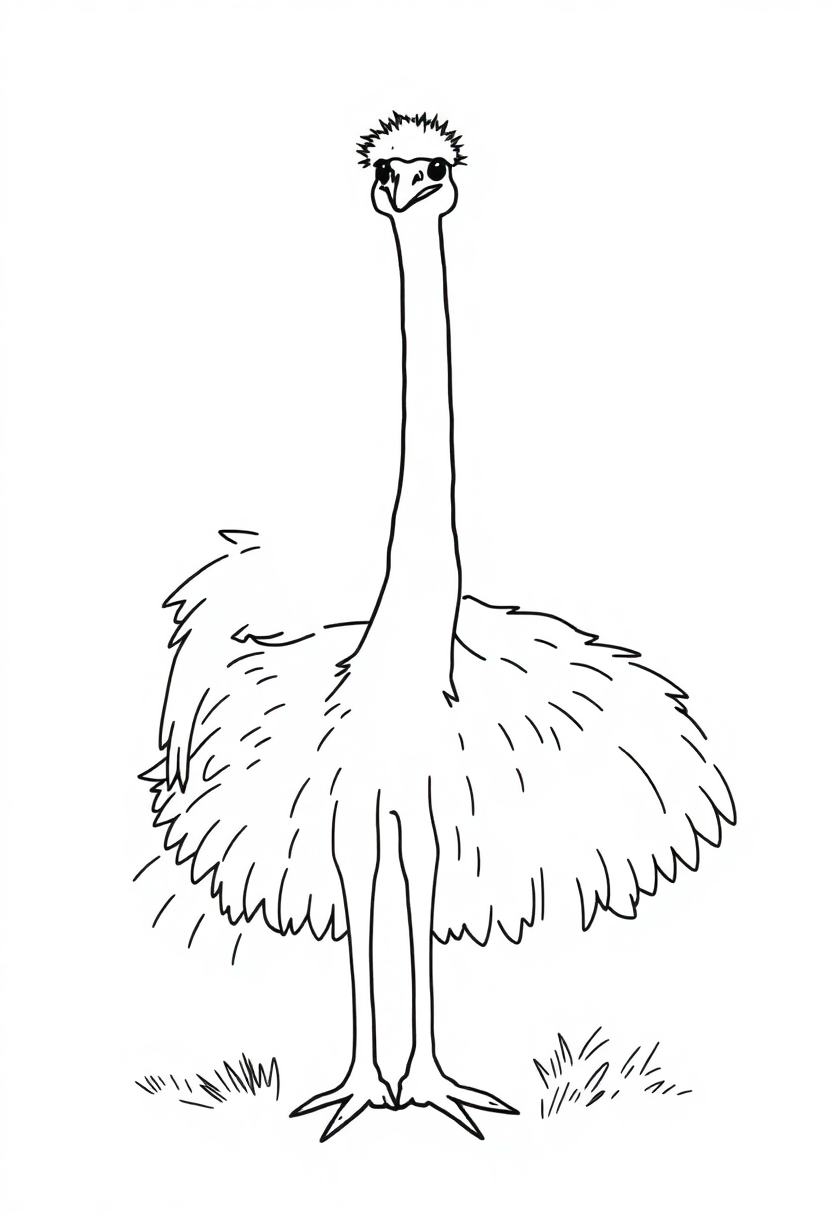 Ostrich coloring page, free printable