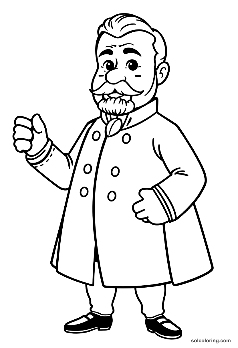 Cute Cartoon Otto von Bismarck at the Unification of Germany coloring page, free printable cute cartoon style